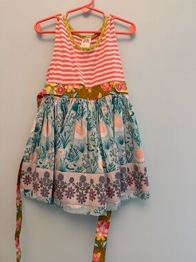 Wildflowers Pink Striped & Teal Floral Mix Dress